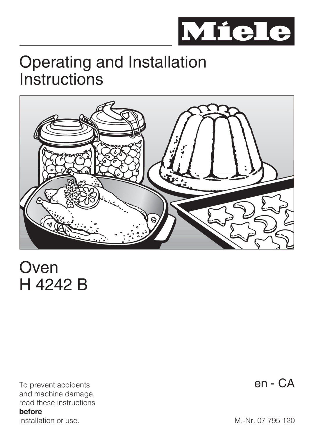 Miele H 4242 B installation instructions Operating and Installation Instructions Oven 4242 B 