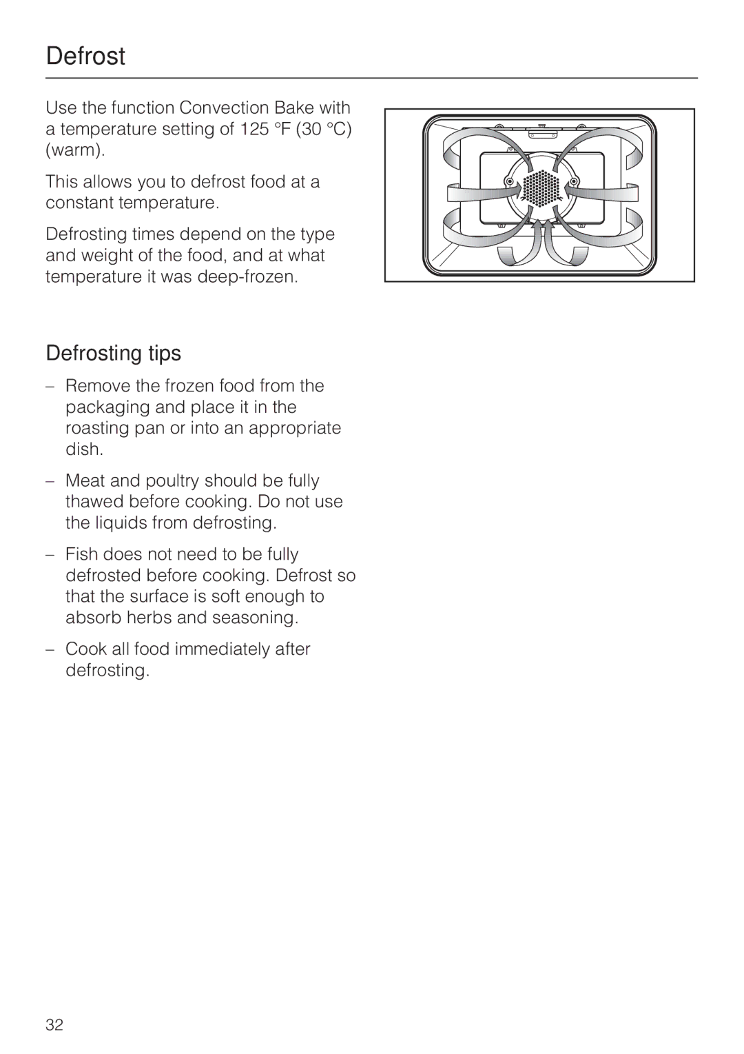 Miele H 4242 B installation instructions Defrosting tips 