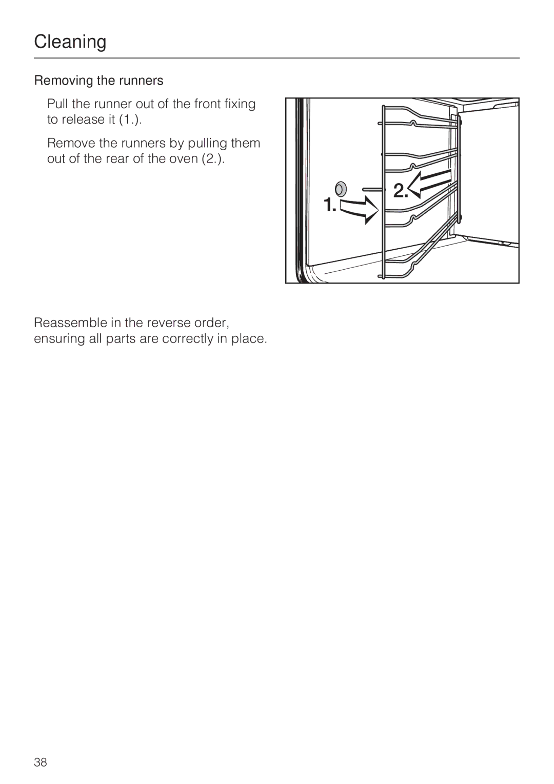 Miele H 4242 B installation instructions Removing the runners 