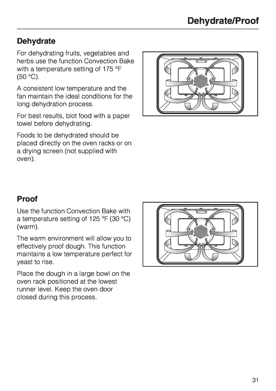 Miele H 4242 B installation instructions Dehydrate/Proof 