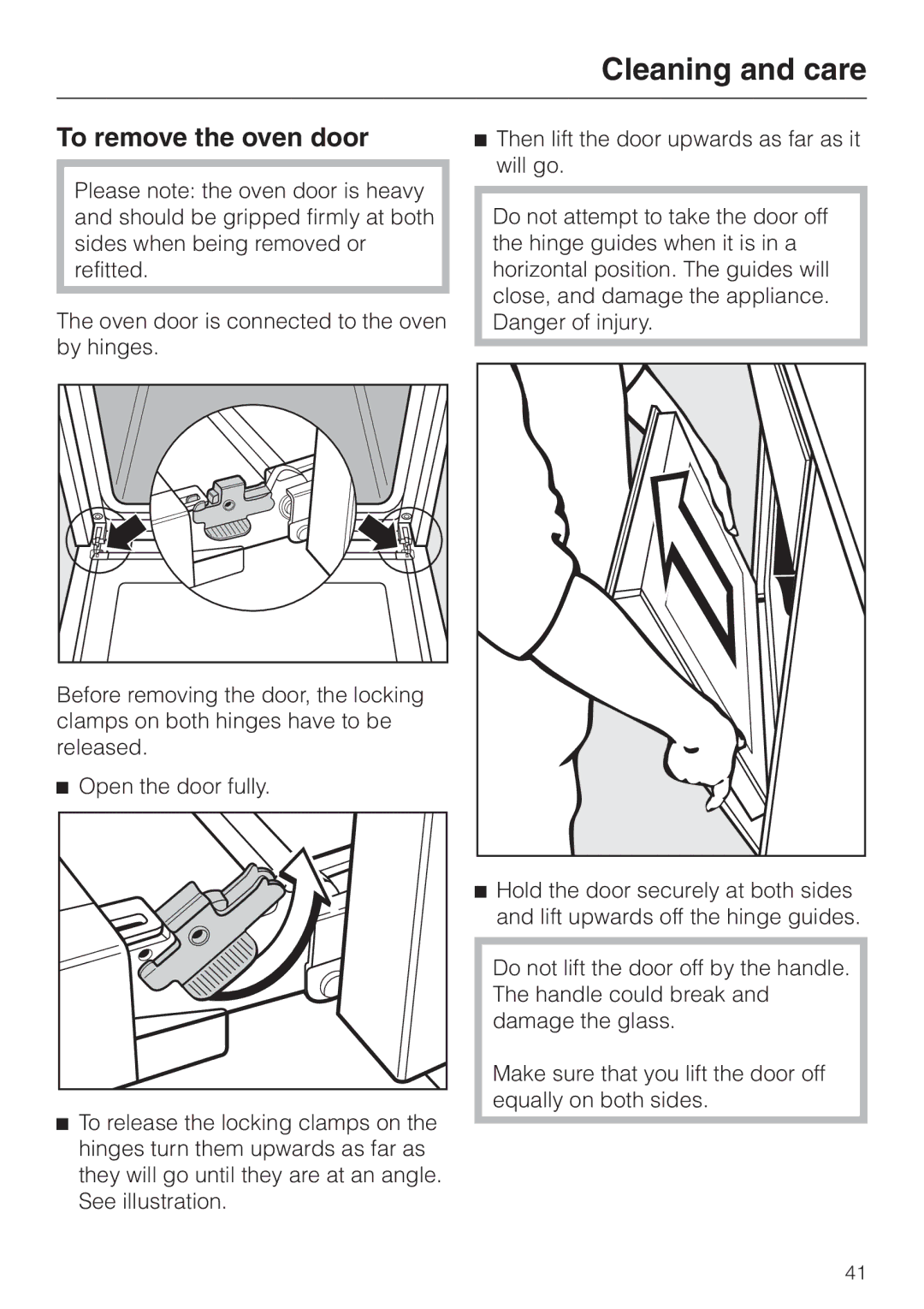 Miele H 4681 installation instructions To remove the oven door 