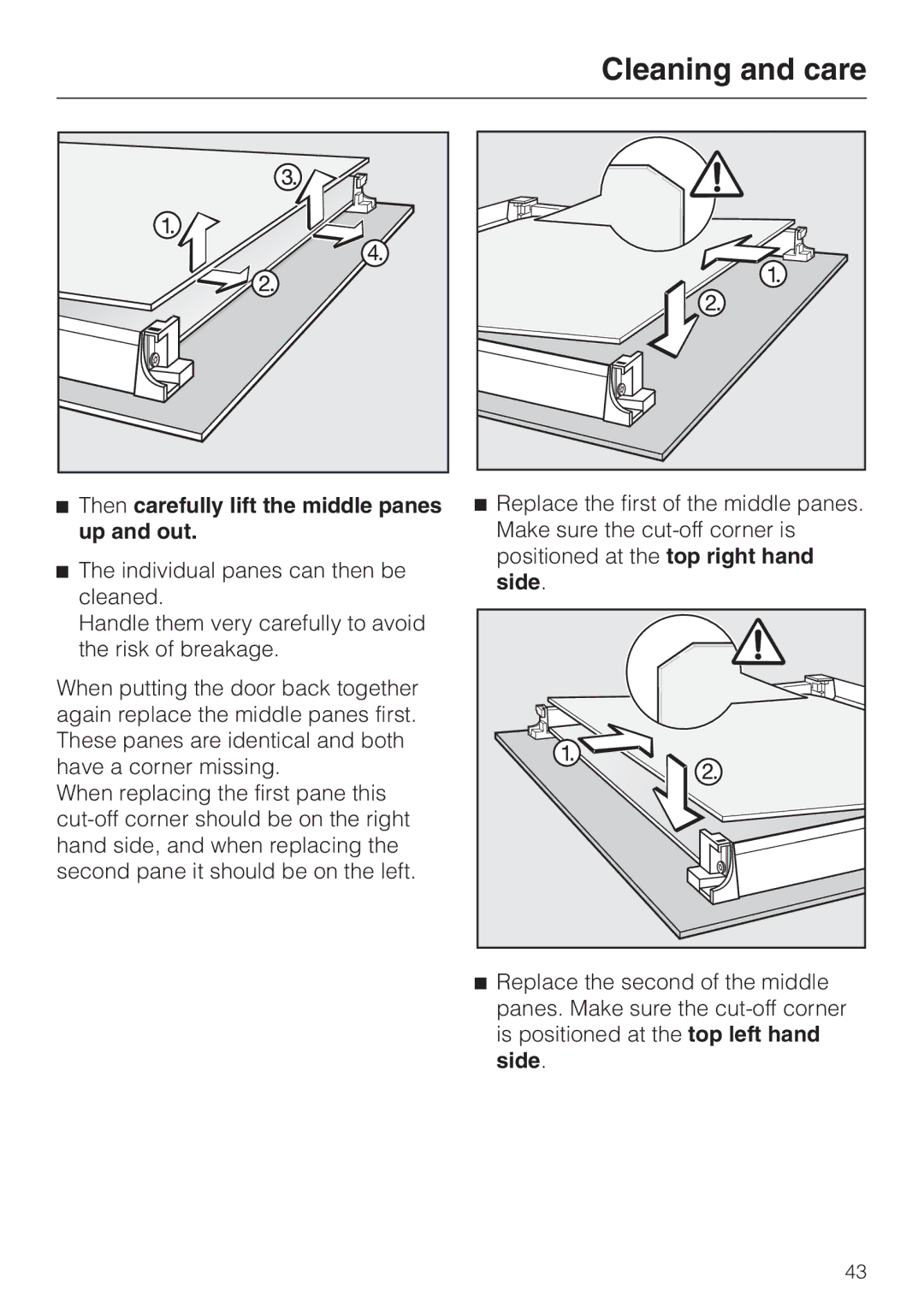 Miele H 4681 installation instructions Then carefully lift the middle panes up and out 