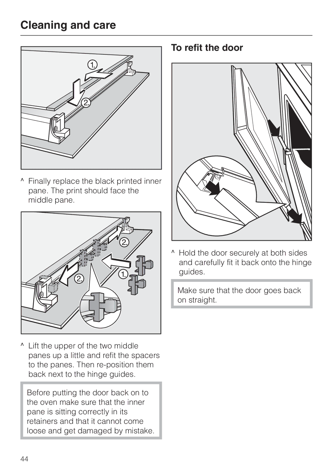 Miele H 4681 installation instructions To refit the door 