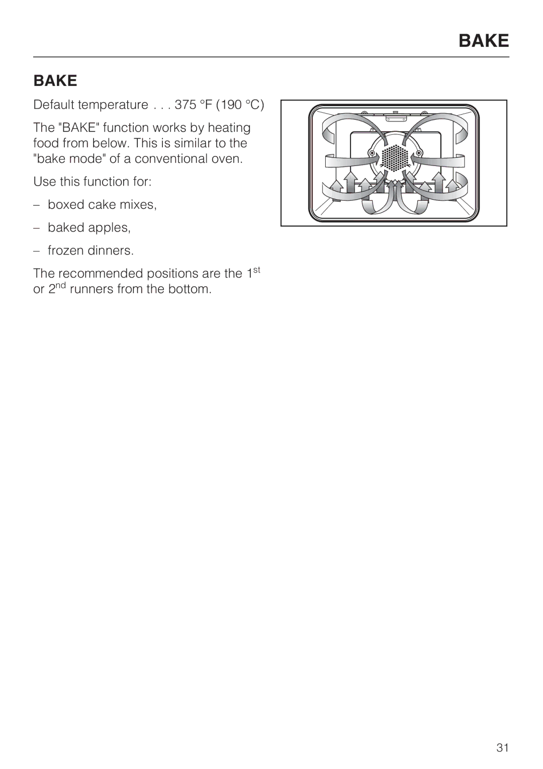 Miele H 4684 B installation instructions Bake 