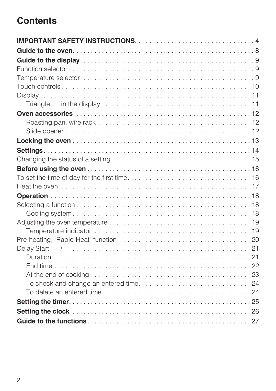 Miele H 4744 BP, H 4746 BP installation instructions Contents 