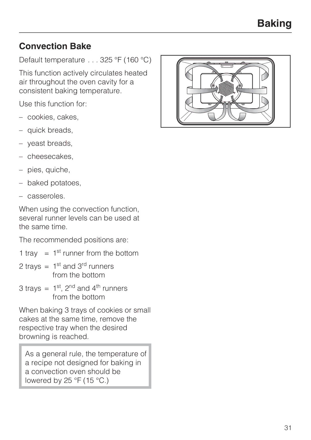 Miele H 4746 BP, H 4744 BP installation instructions Convection Bake 