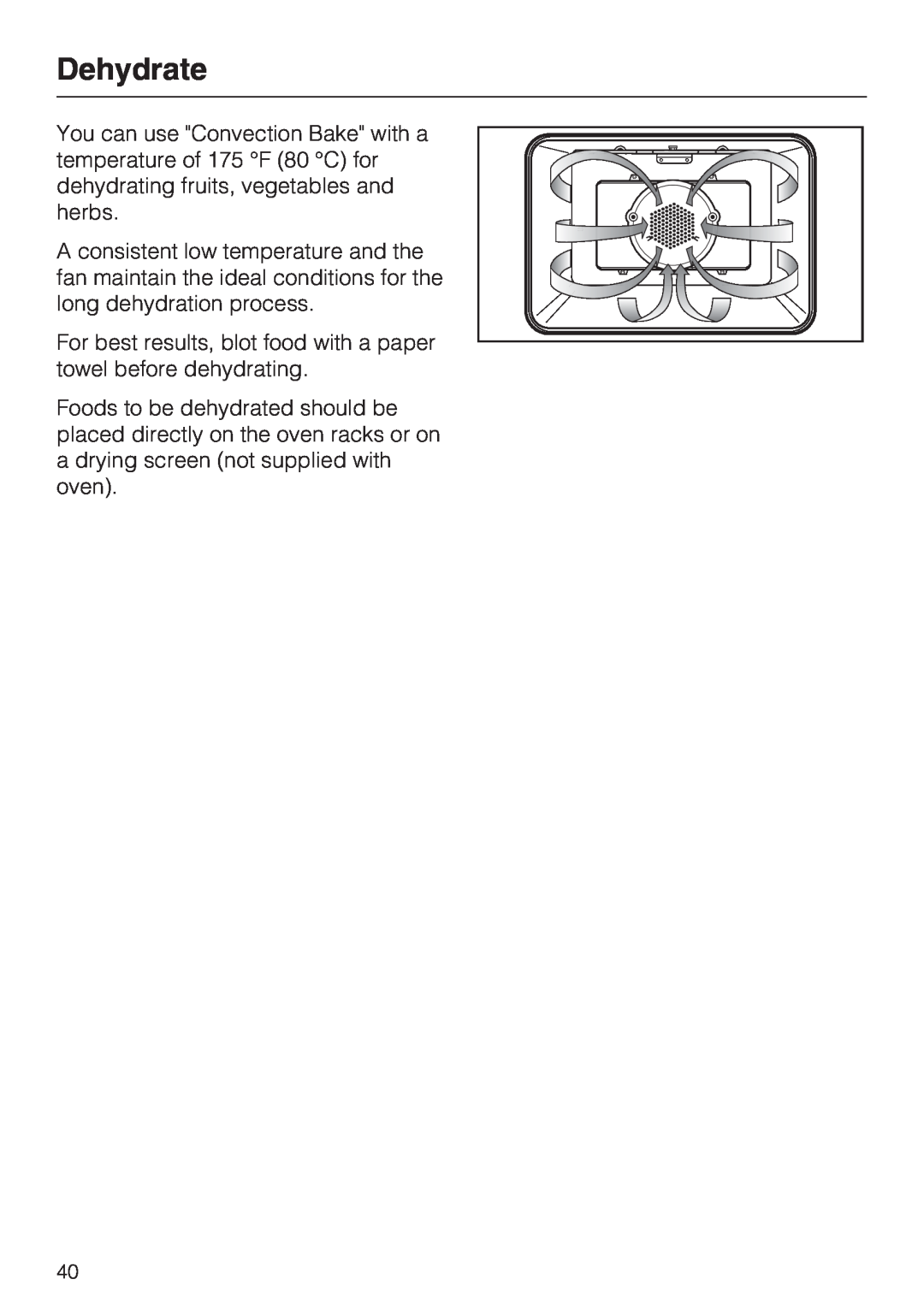 Miele H 4744 BP, H 4746 BP installation instructions Dehydrate 