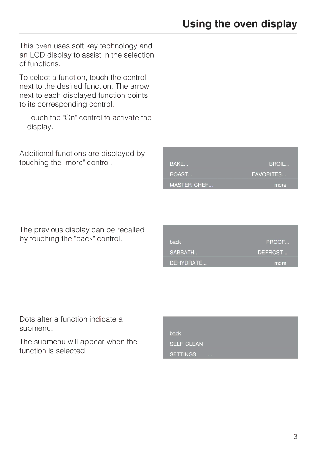 Miele H 4786 BP, H 4784 BP installation instructions Using the oven display 