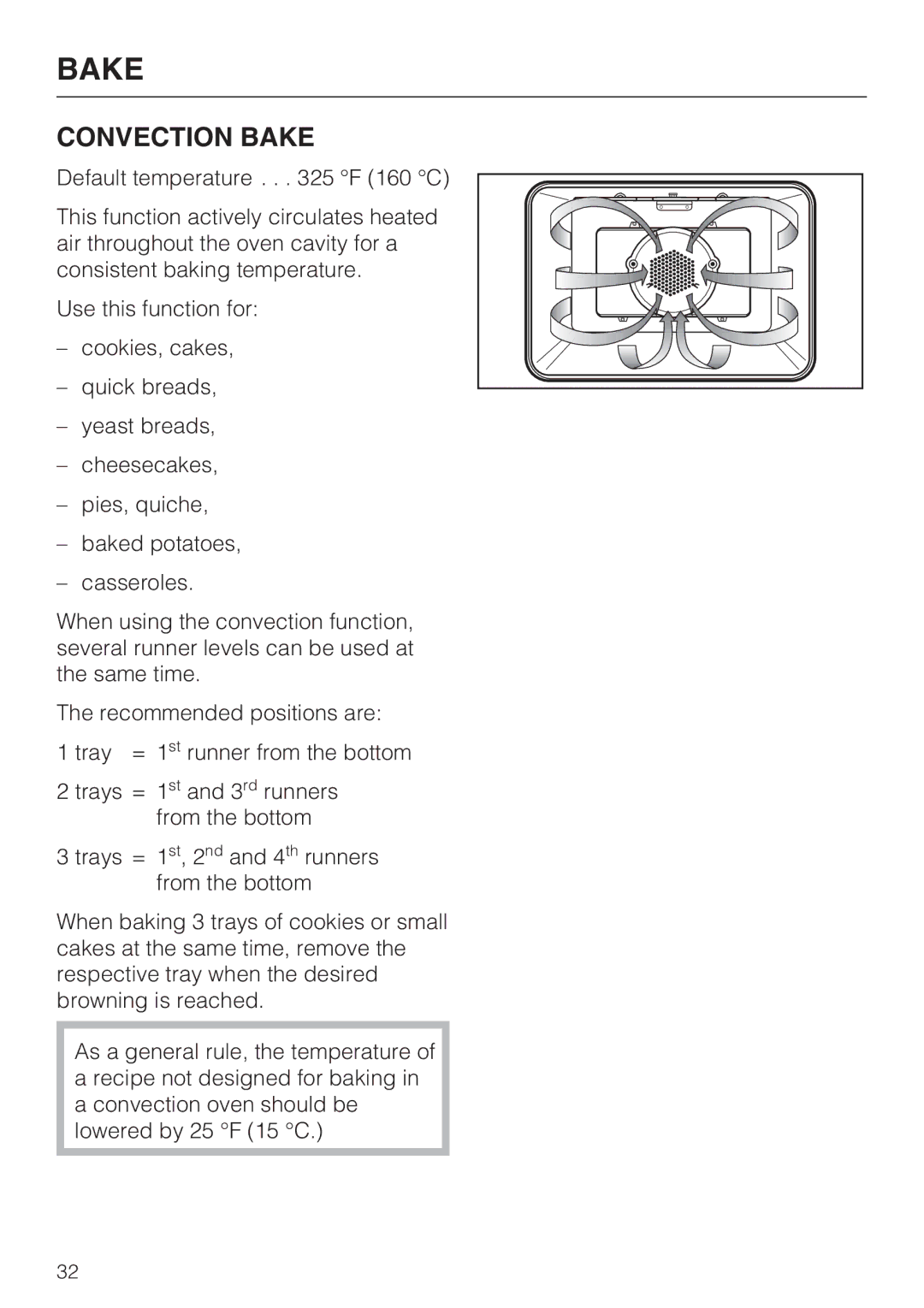 Miele H 4784 BP, H 4786 BP installation instructions Convection Bake 