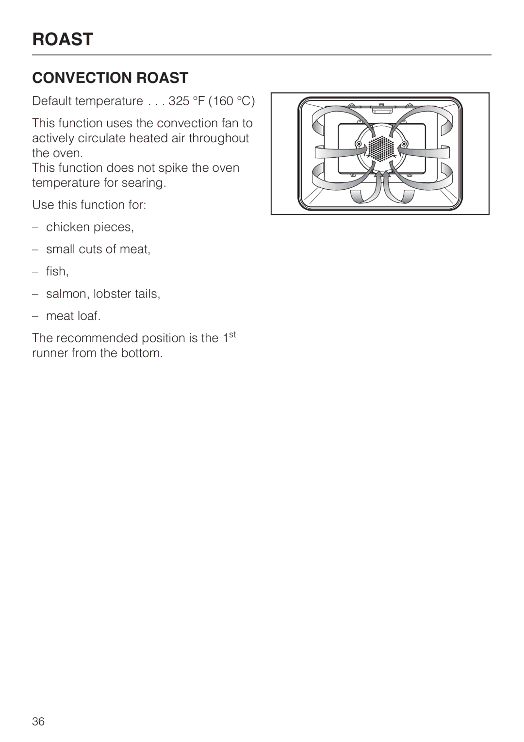 Miele H 4784 BP, H 4786 BP installation instructions Convection Roast 