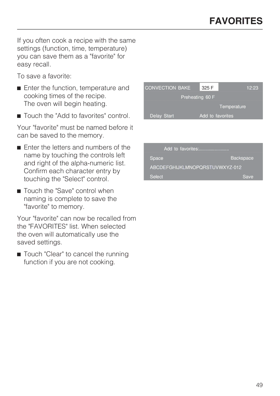 Miele H 4786 BP, H 4784 BP installation instructions Favorites 