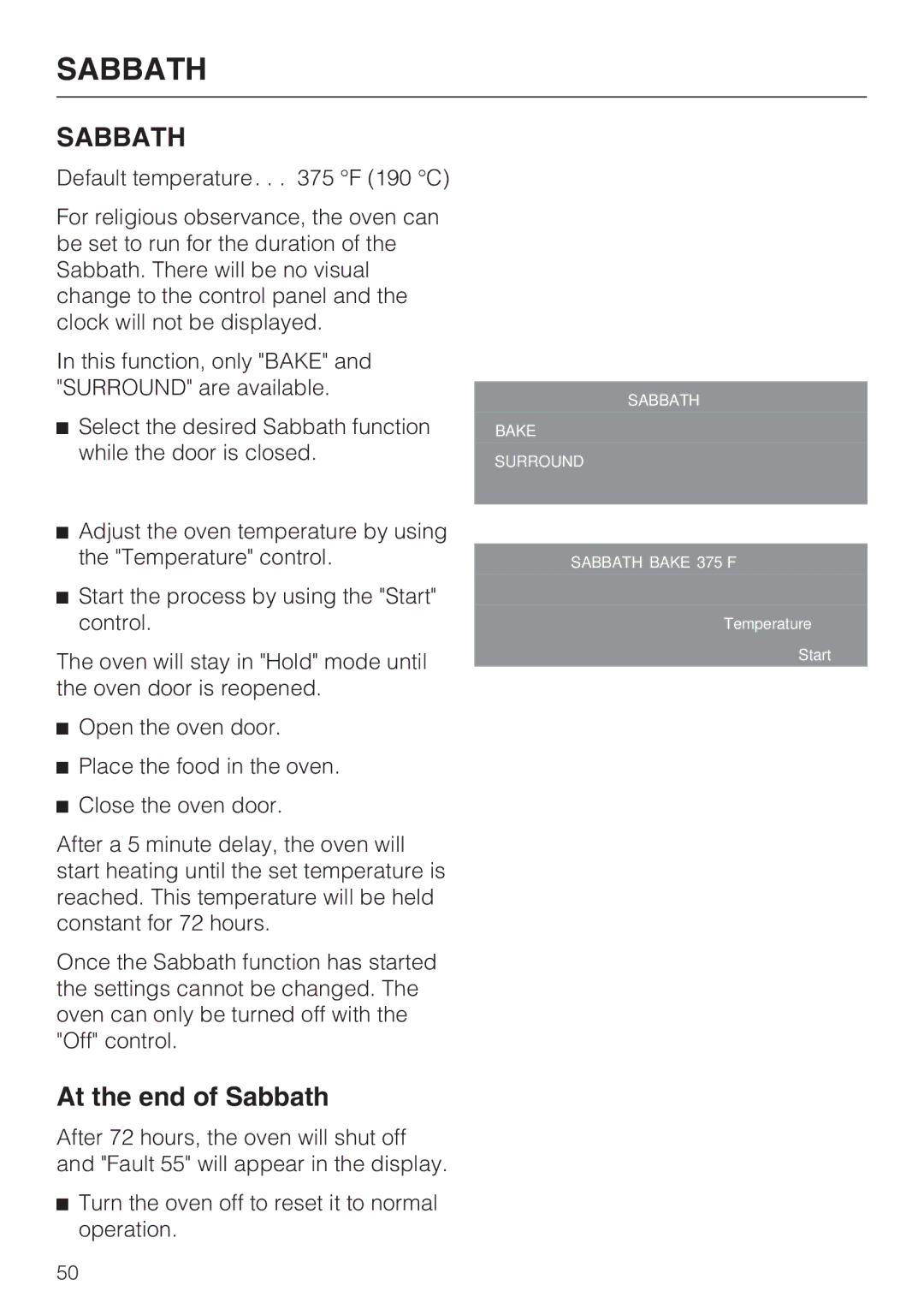 Miele H 4784 BP, H 4786 BP installation instructions At the end of Sabbath 