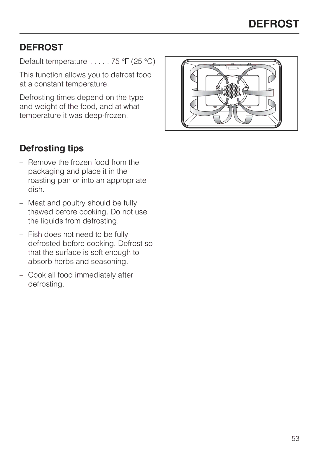 Miele H 4786 BP, H 4784 BP installation instructions Defrosting tips 