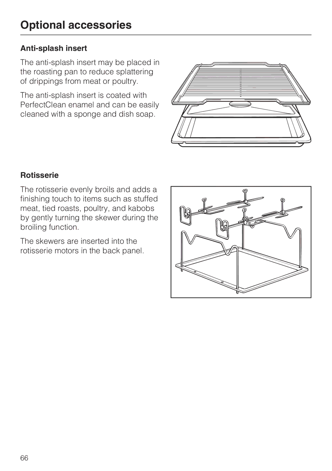 Miele H 4784 BP, H 4786 BP installation instructions Anti-splash insert, Rotisserie 