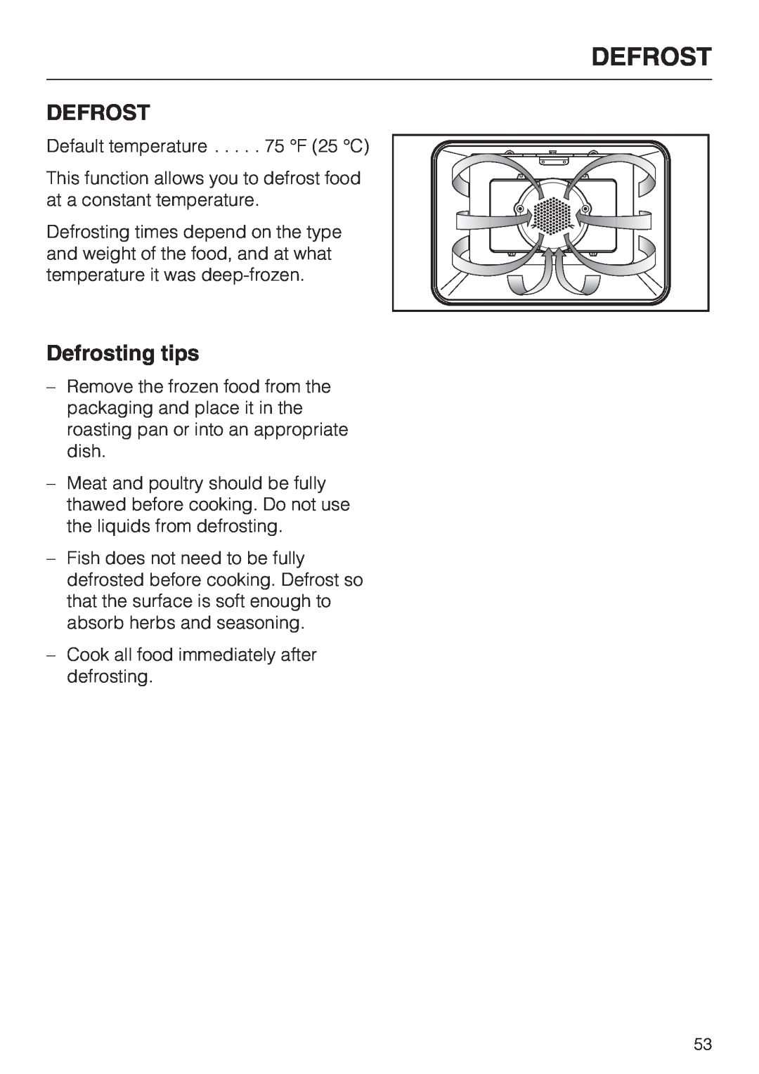 Miele H 4786 BP, H 4784 BP installation instructions Defrosting tips 