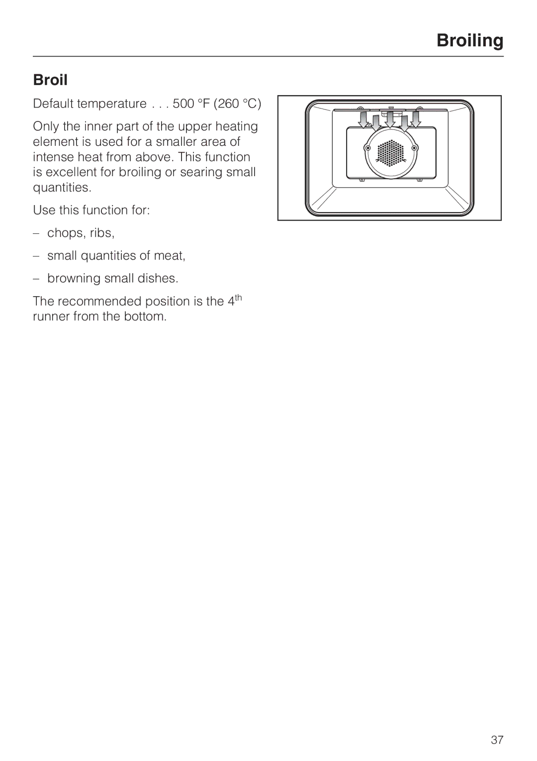 Miele H 4844 BP, H 4846 BP installation instructions Broil 