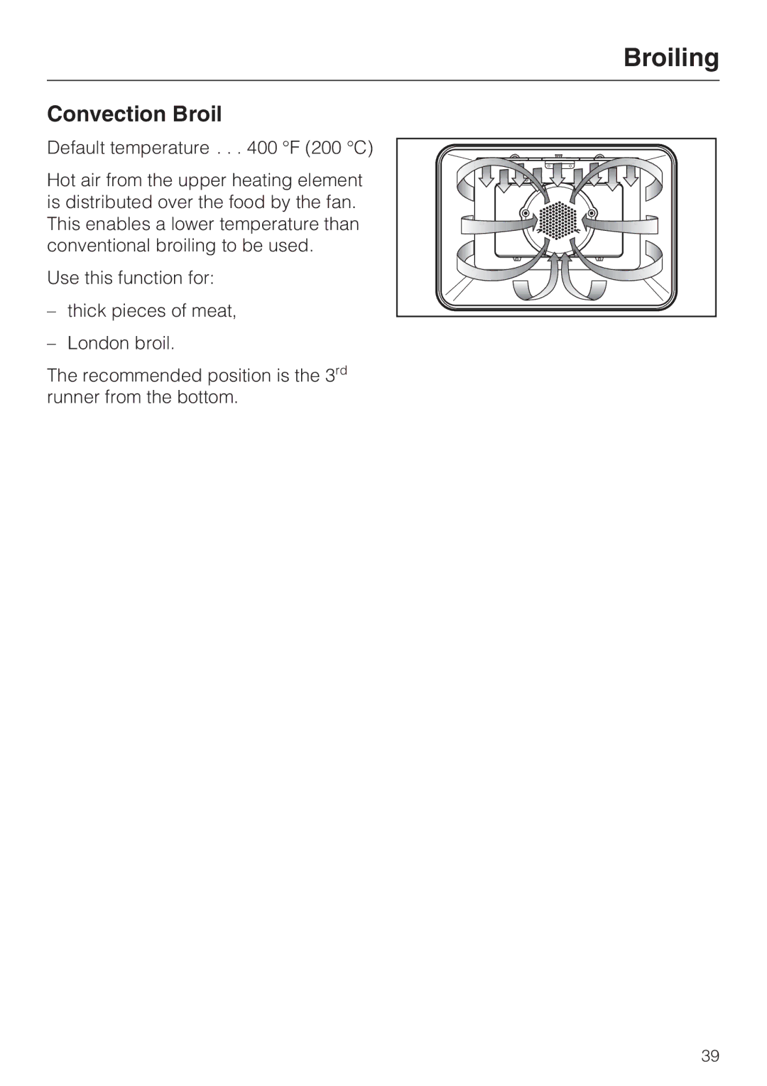 Miele H 4844 BP, H 4846 BP installation instructions Convection Broil 