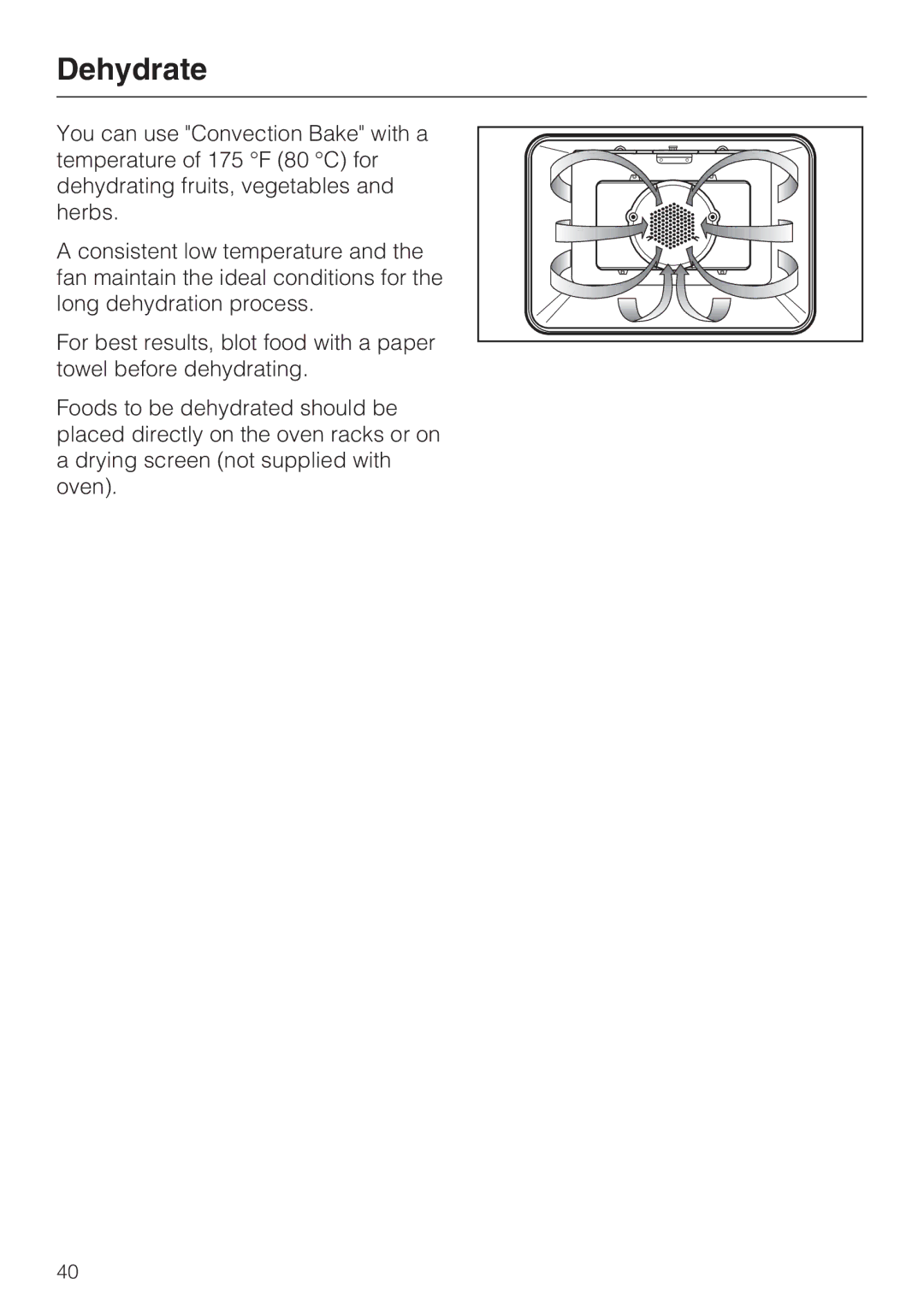 Miele H 4846 BP, H 4844 BP installation instructions Dehydrate 