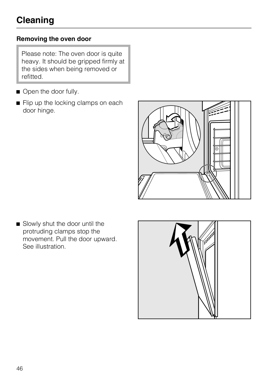 Miele H 4846 BP, H 4844 BP installation instructions Removing the oven door 