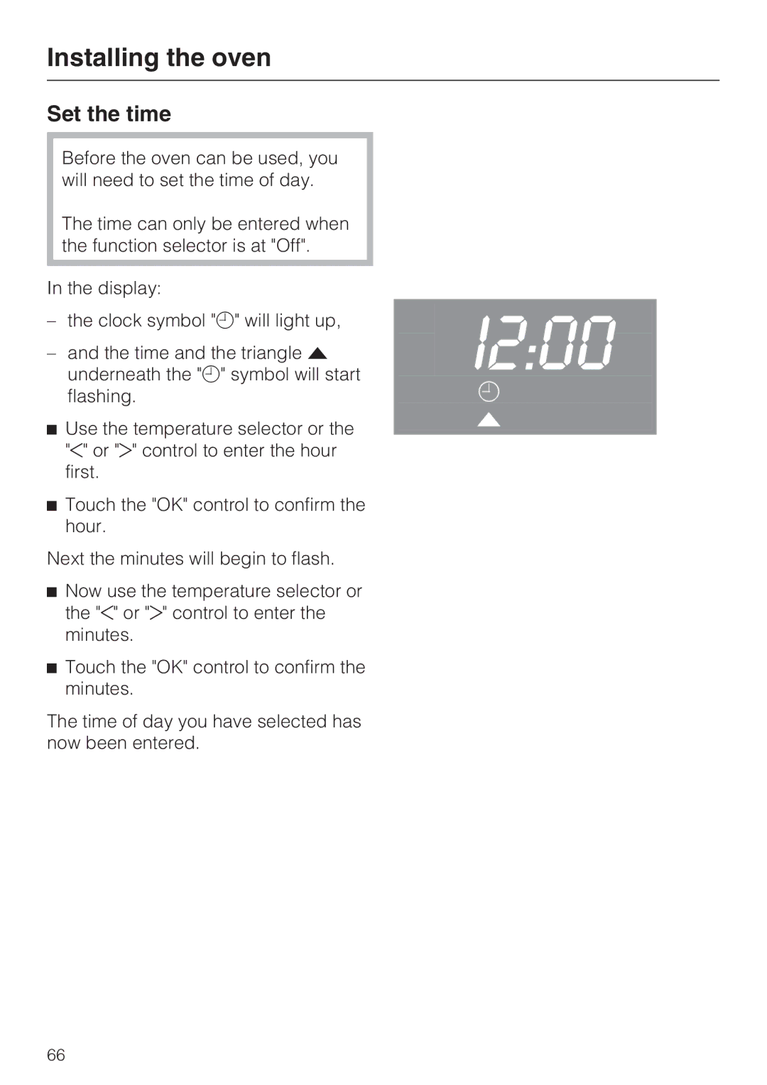 Miele H 4846 BP, H 4844 BP installation instructions I200, Set the time 