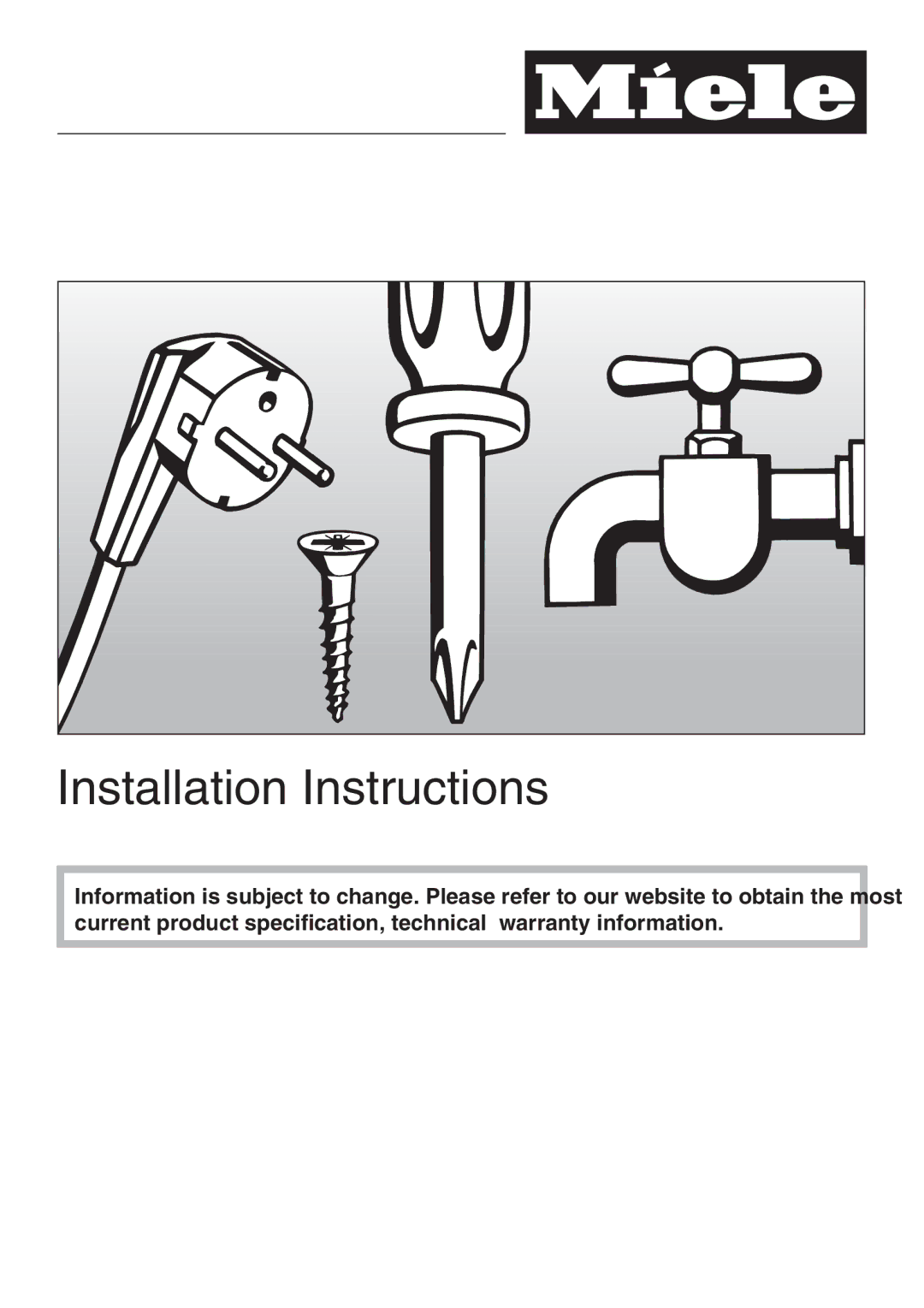 Miele H 4844 BP, H 4846 BP installation instructions Installation Instructions 