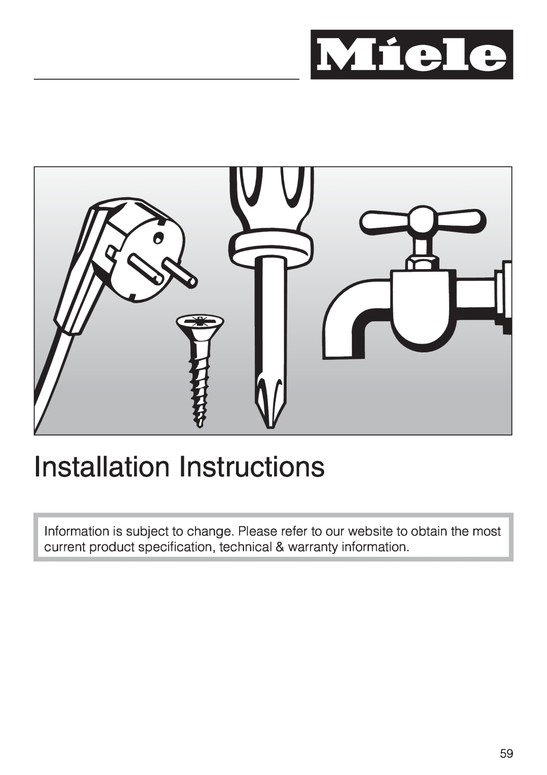 Miele H 4844 BP, H 4846 BP installation instructions Installation Instructions 
