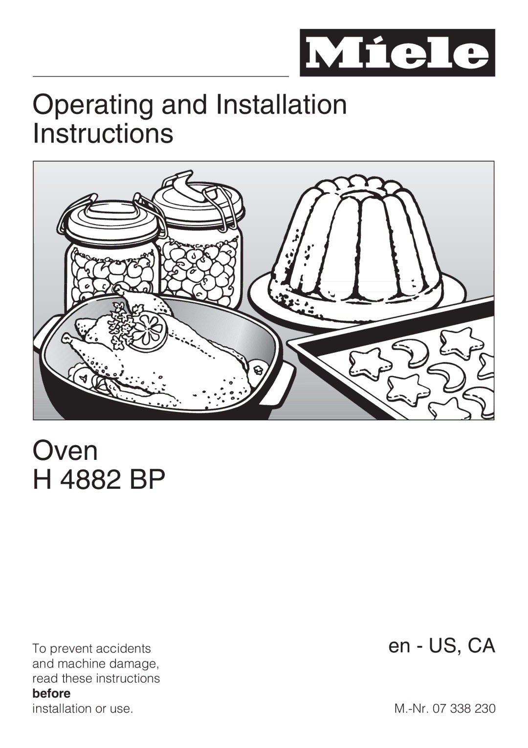 Miele H 4882 BP installation instructions Operating and Installation Instructions Oven 4882 BP 