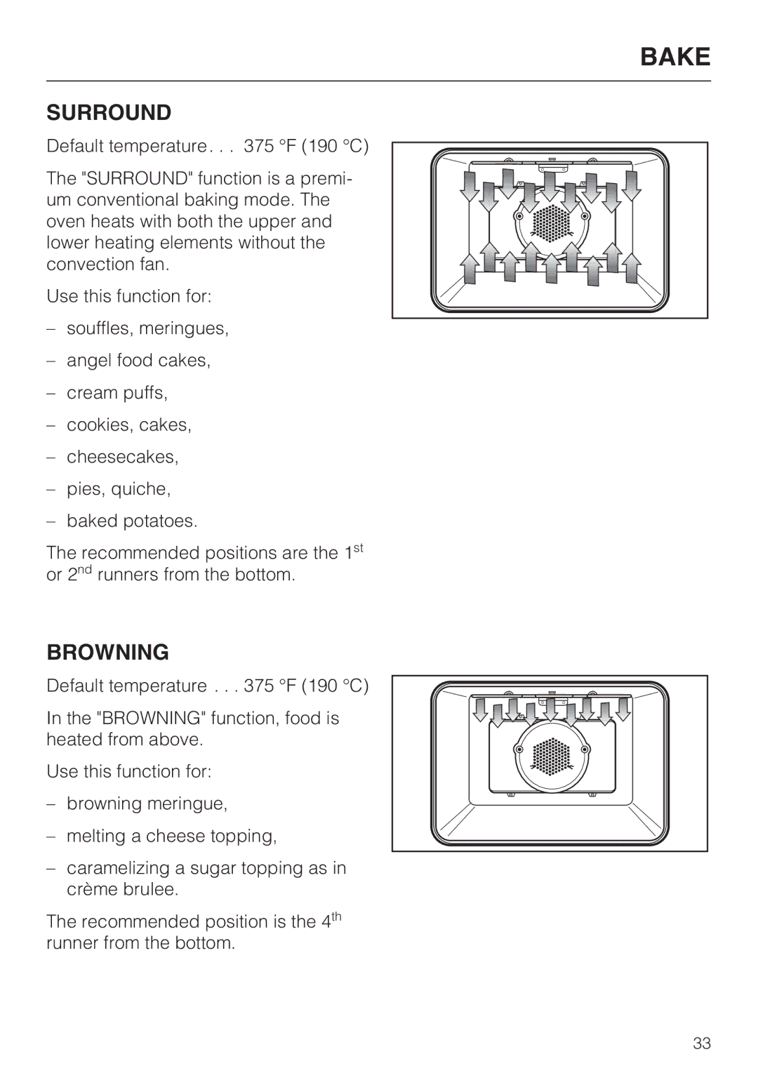 Miele H 4882 BP installation instructions Surround, Browning 