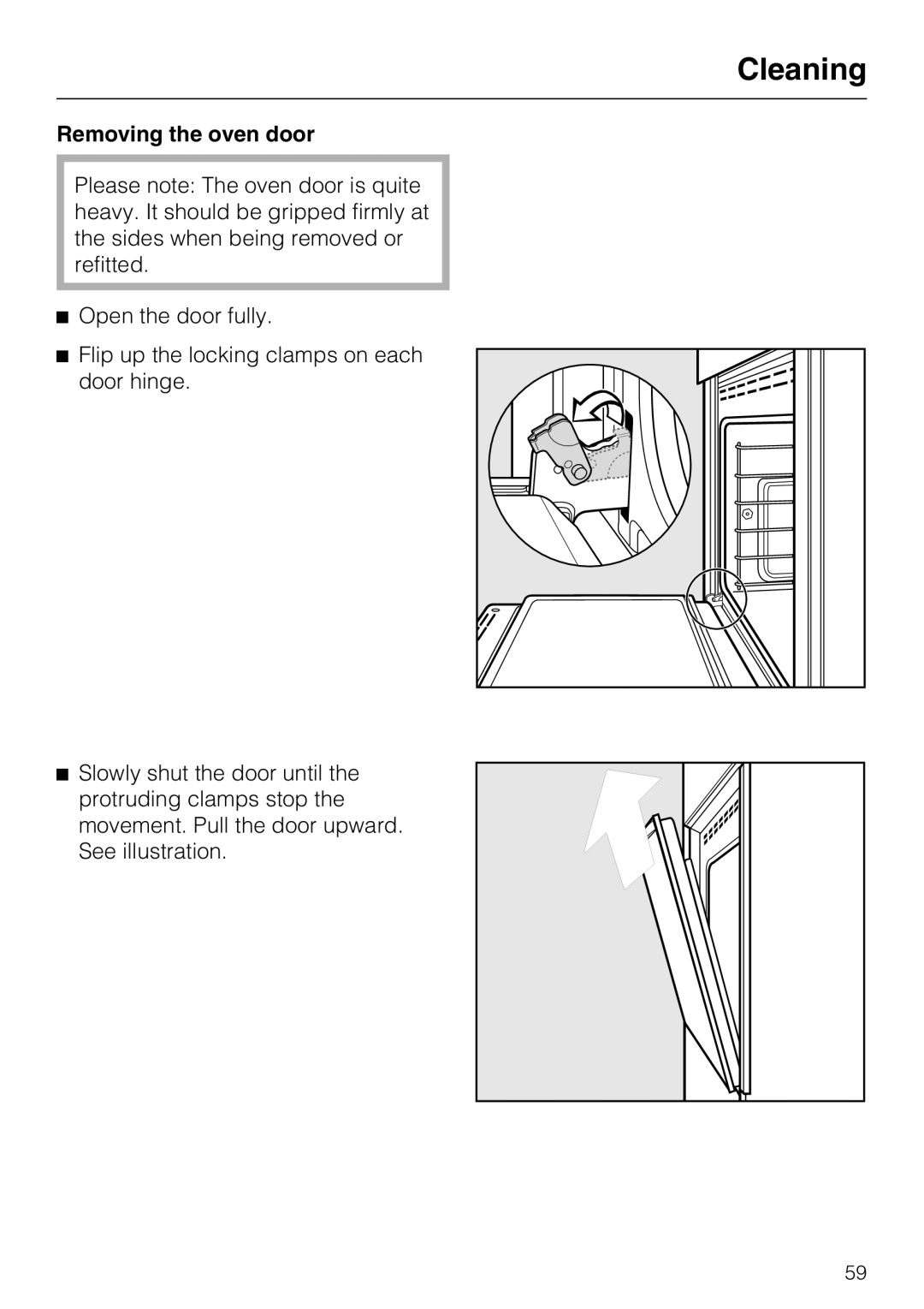 Miele H 4882 BP installation instructions Removing the oven door 