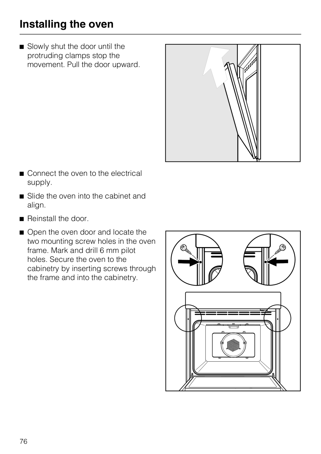 Miele H 4882 BP installation instructions Installing the oven 