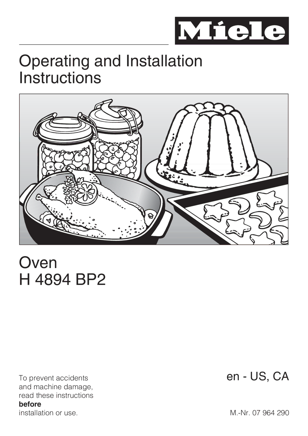 Miele H 4894 BP2 installation instructions Operating and Installation Instructions Oven 4894 BP2 