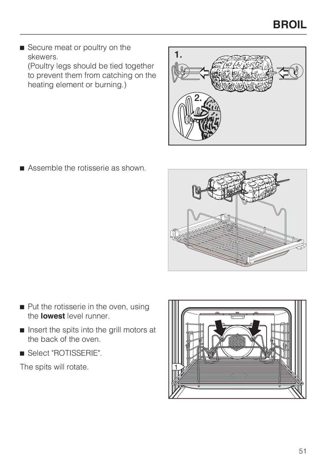 Miele H 4894 BP2 installation instructions Broil 