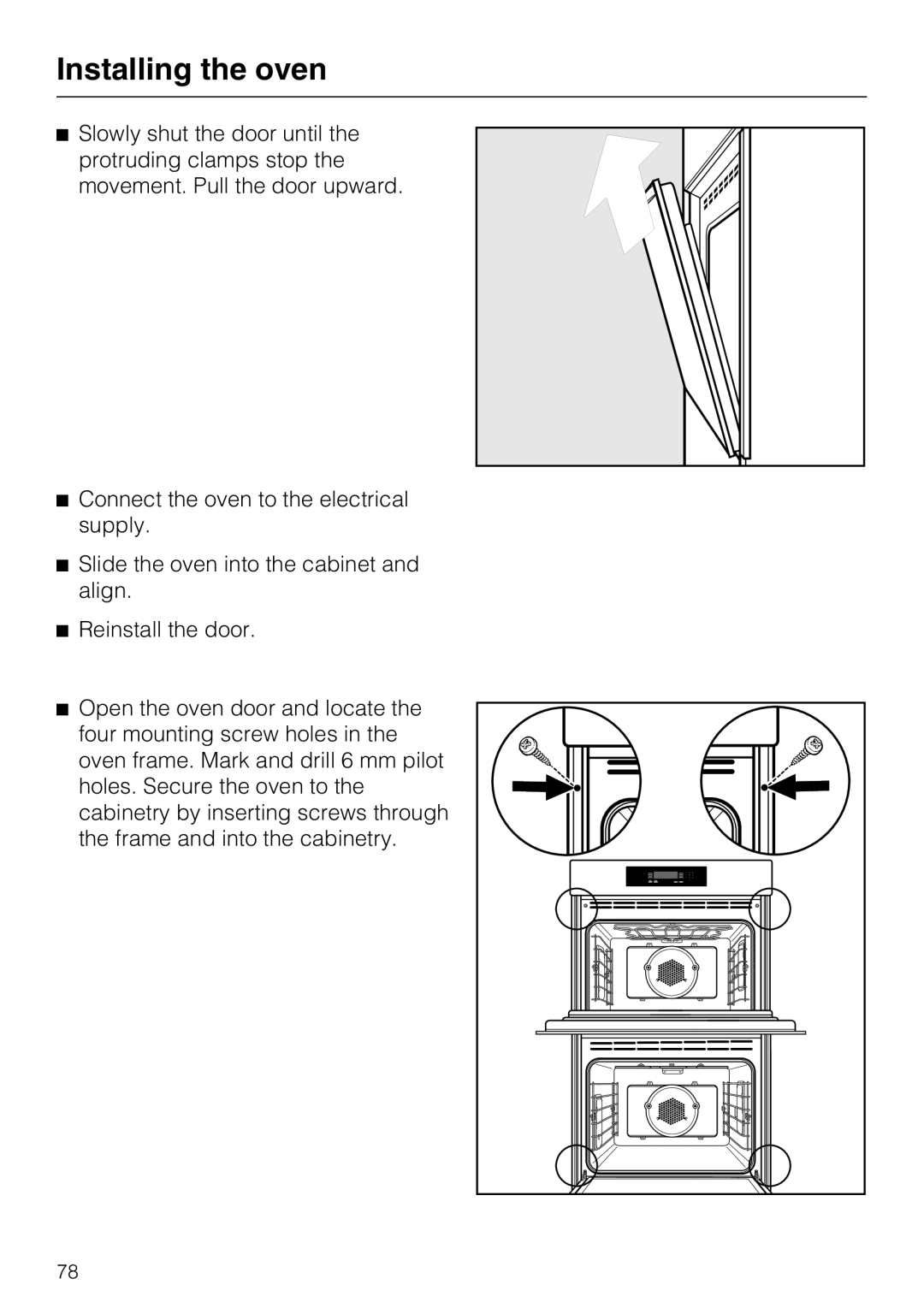 Miele H 4894 BP2 installation instructions Installing the oven 