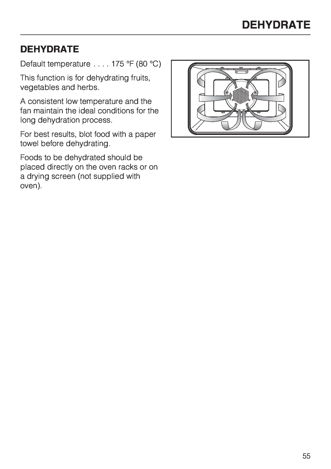 Miele H 4894 BP2 installation instructions Dehydrate 
