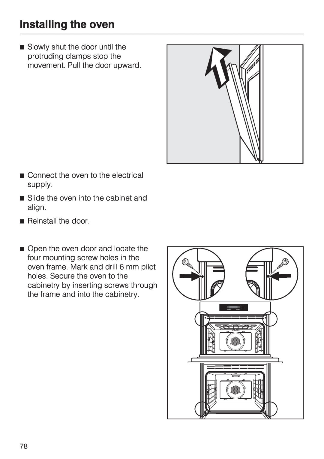 Miele H 4894 BP2 installation instructions Installing the oven, Connect the oven to the electrical supply 