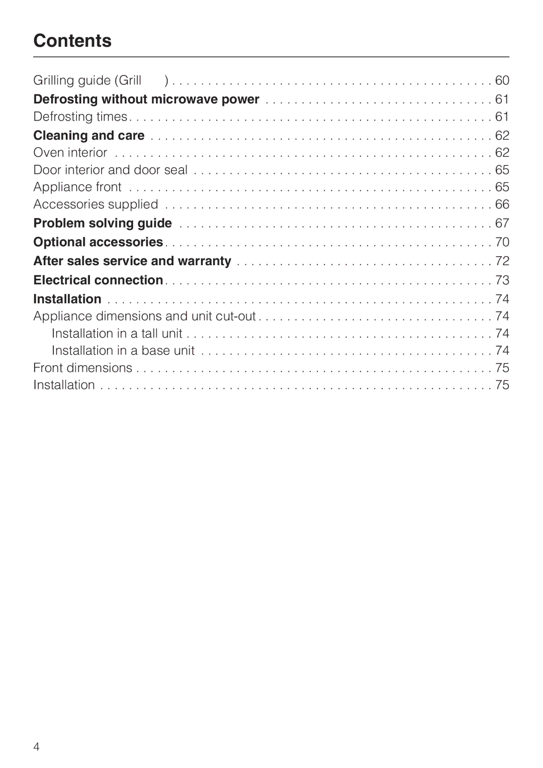 Miele H 5040 BM, H 5030 BM installation instructions Contents 