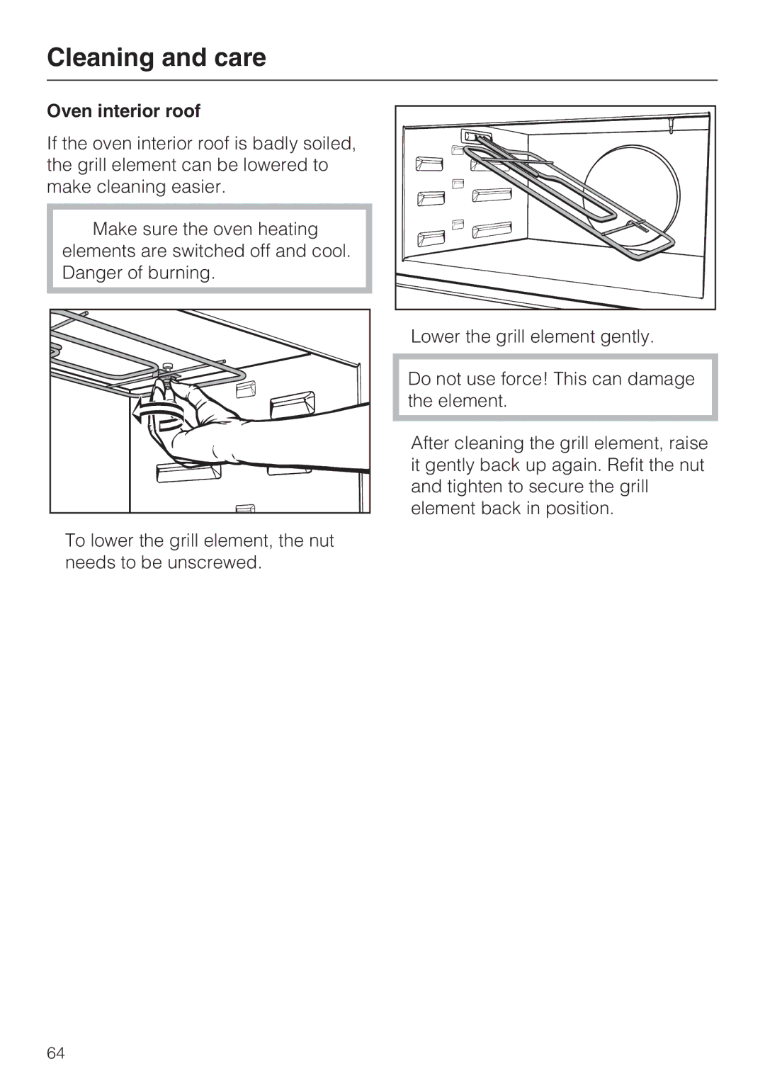 Miele H 5040 BM, H 5030 BM installation instructions Oven interior roof 