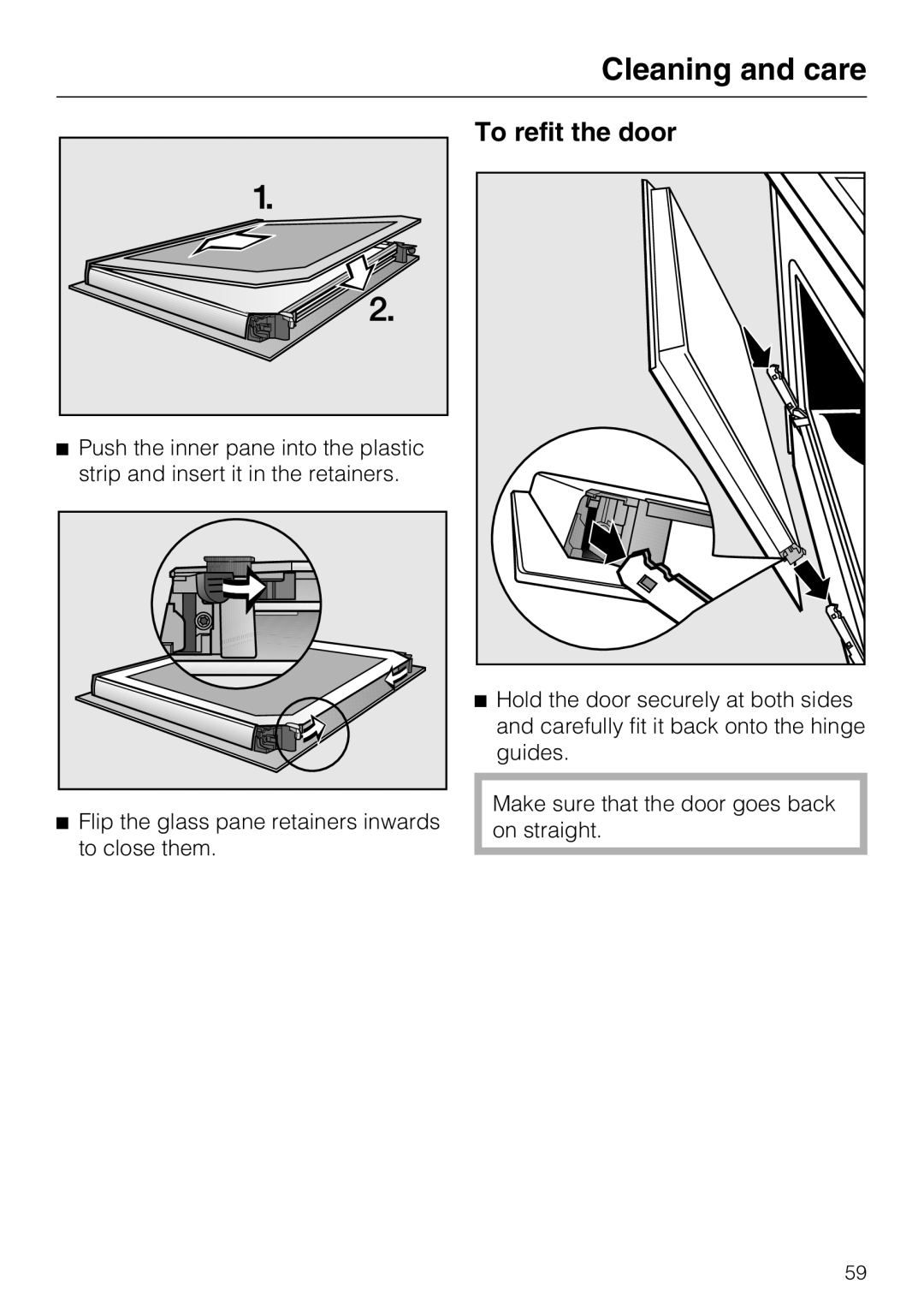 Miele H 5140 BP, H 5240 BP installation instructions To refit the door 