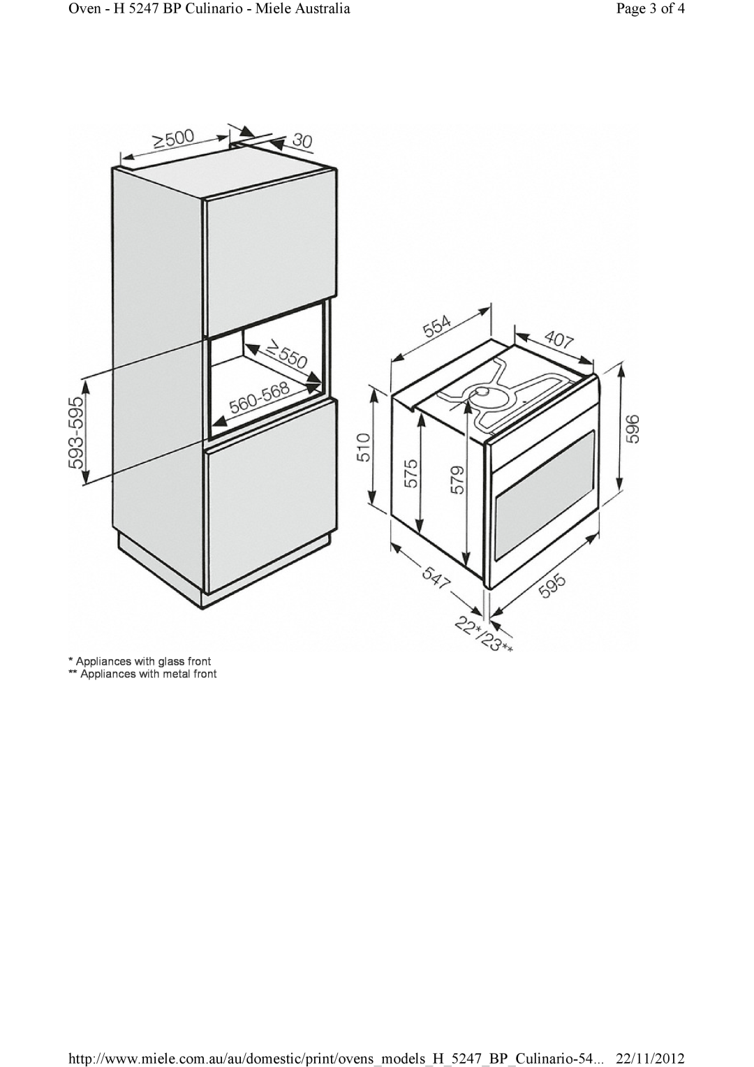 Miele installation instructions Page 3 of, Oven - H 5247 BP Culinario - Miele Australia 