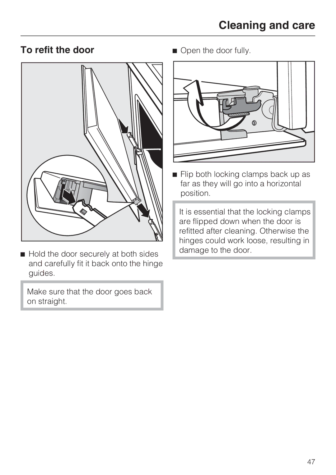 Miele H 5460-BP installation instructions To refit the door 