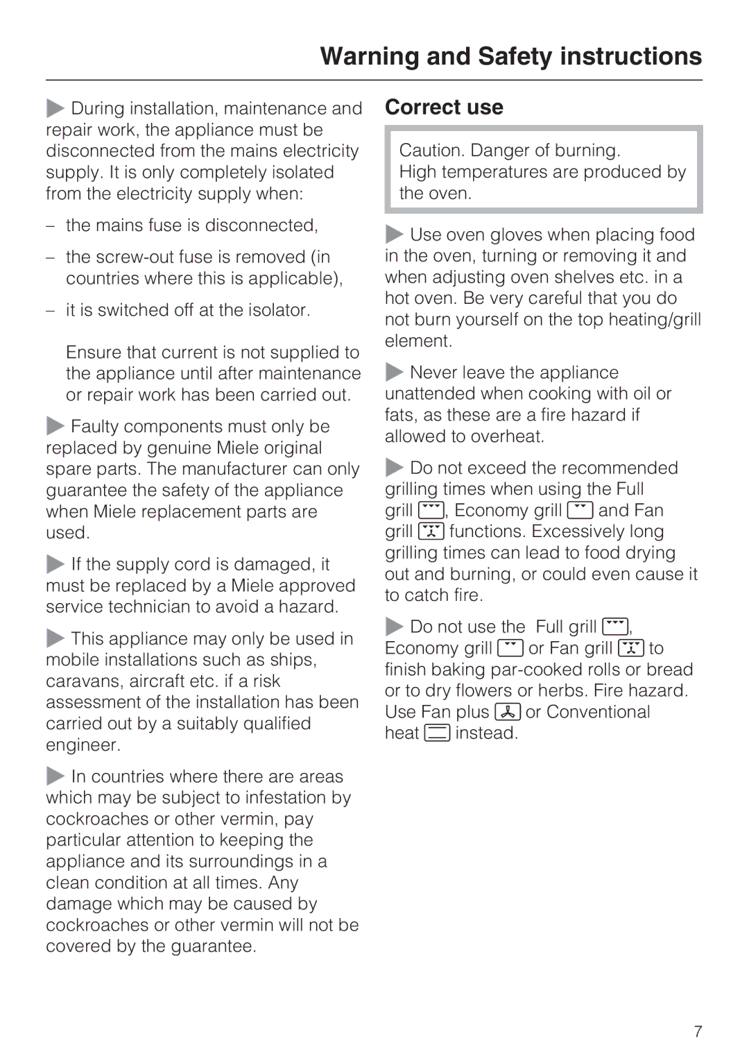 Miele H 5460-BP installation instructions Correct use 