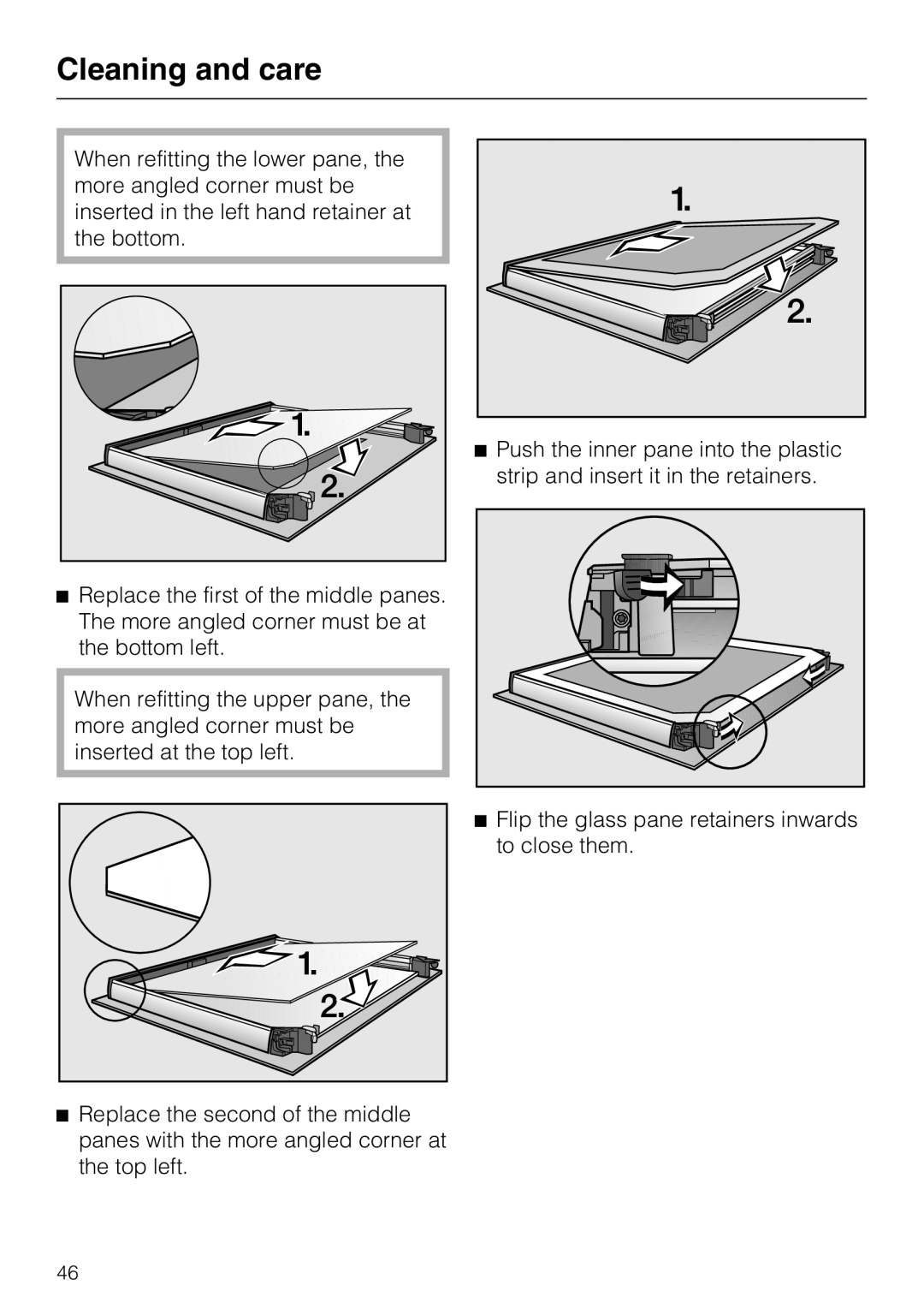 Miele H 5460-BP installation instructions Cleaning and care 