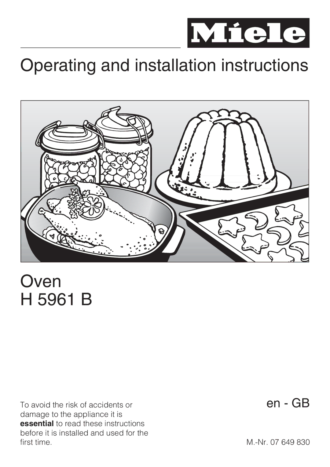 Miele H 5961 B installation instructions Operating and installation instructions Oven 5961 B 