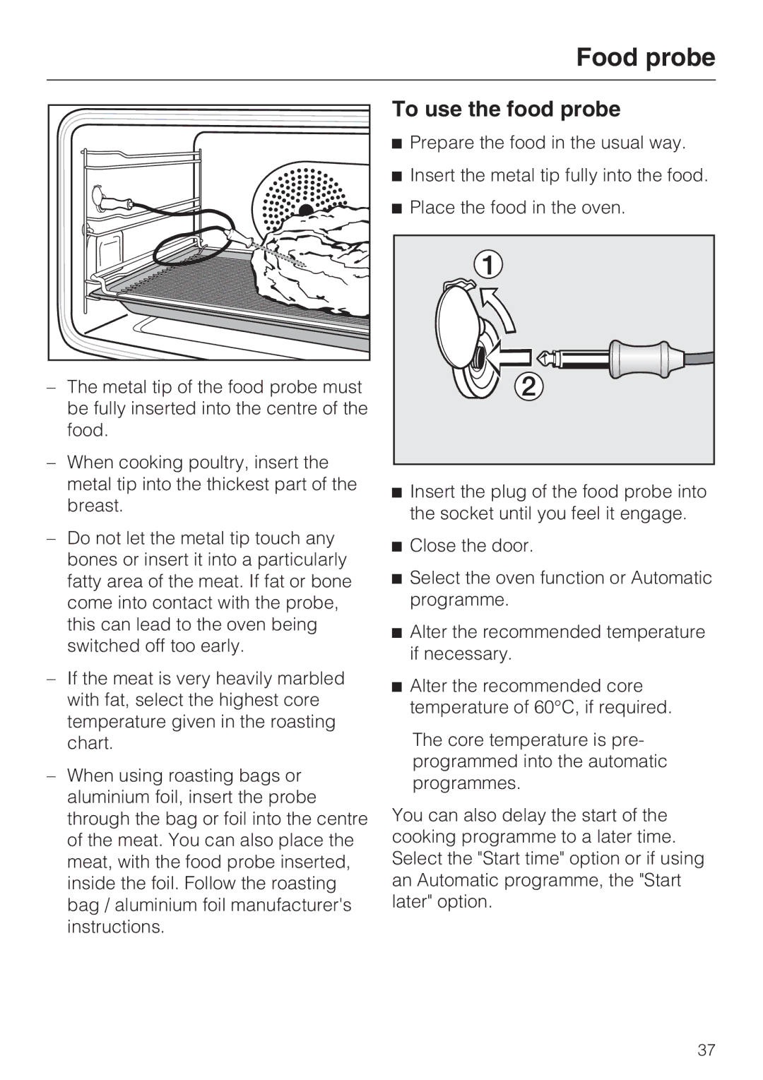 Miele H 5961 B installation instructions To use the food probe 