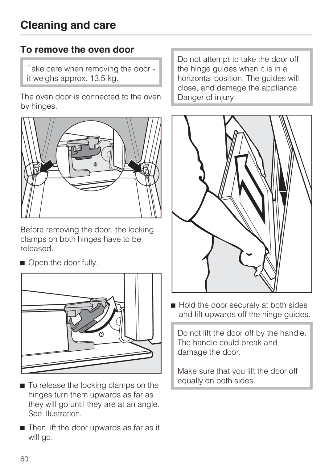 Miele H 5961 B installation instructions To remove the oven door 