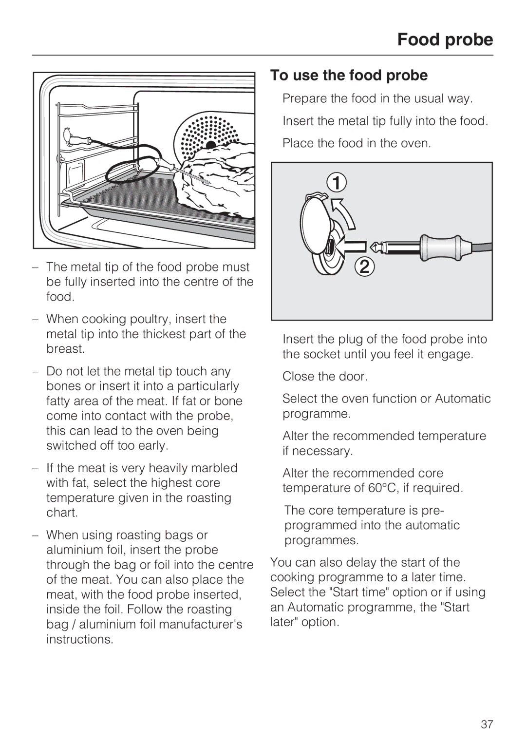 Miele H 5961 B installation instructions To use the food probe 