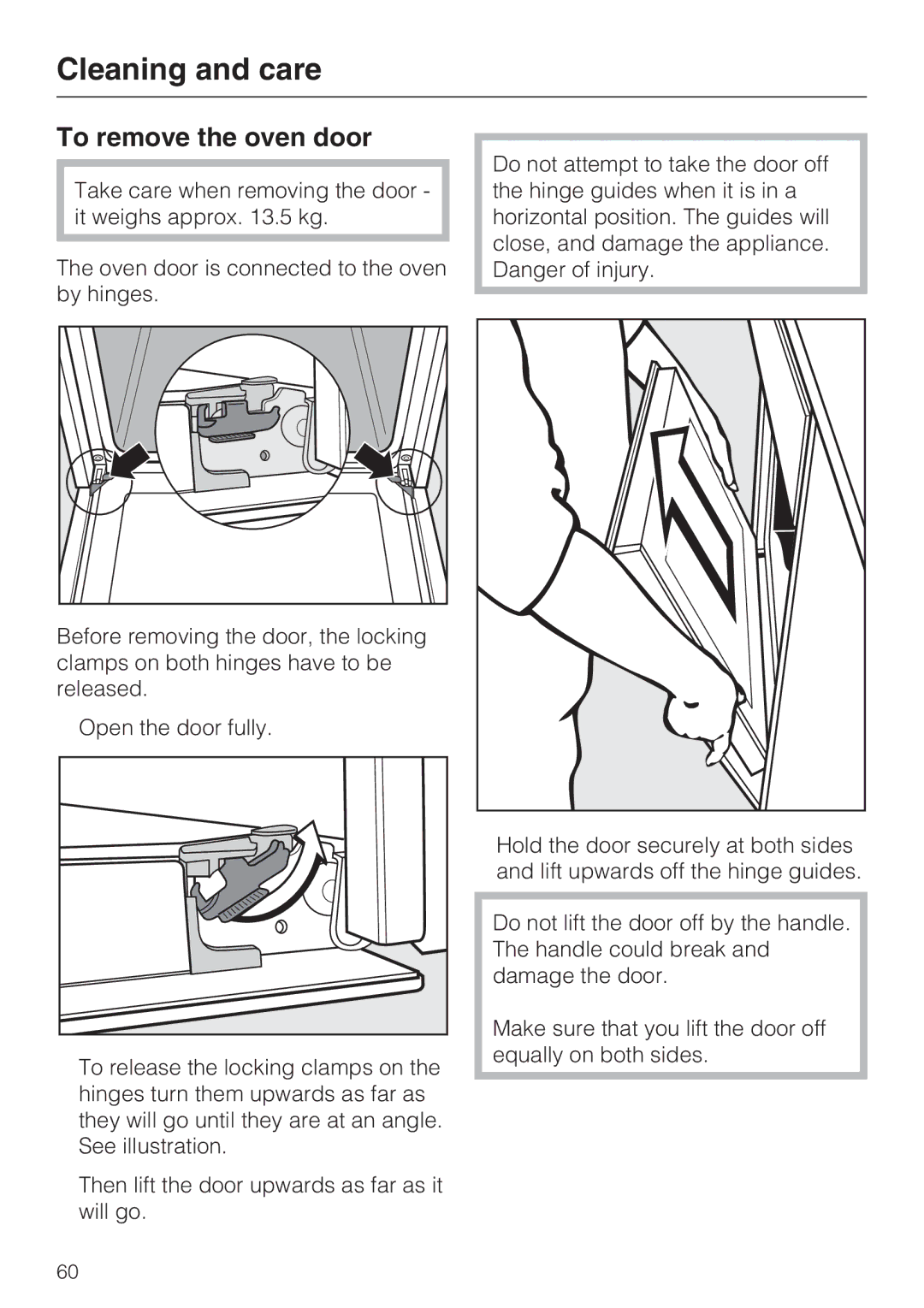 Miele H 5961 B installation instructions To remove the oven door 