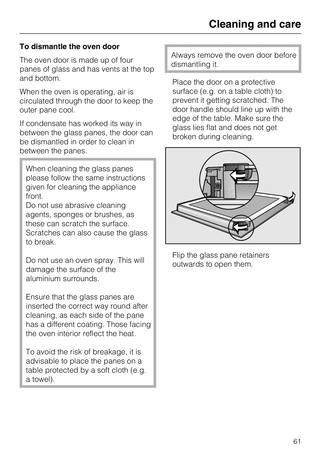 Miele H 5961 B installation instructions To dismantle the oven door 