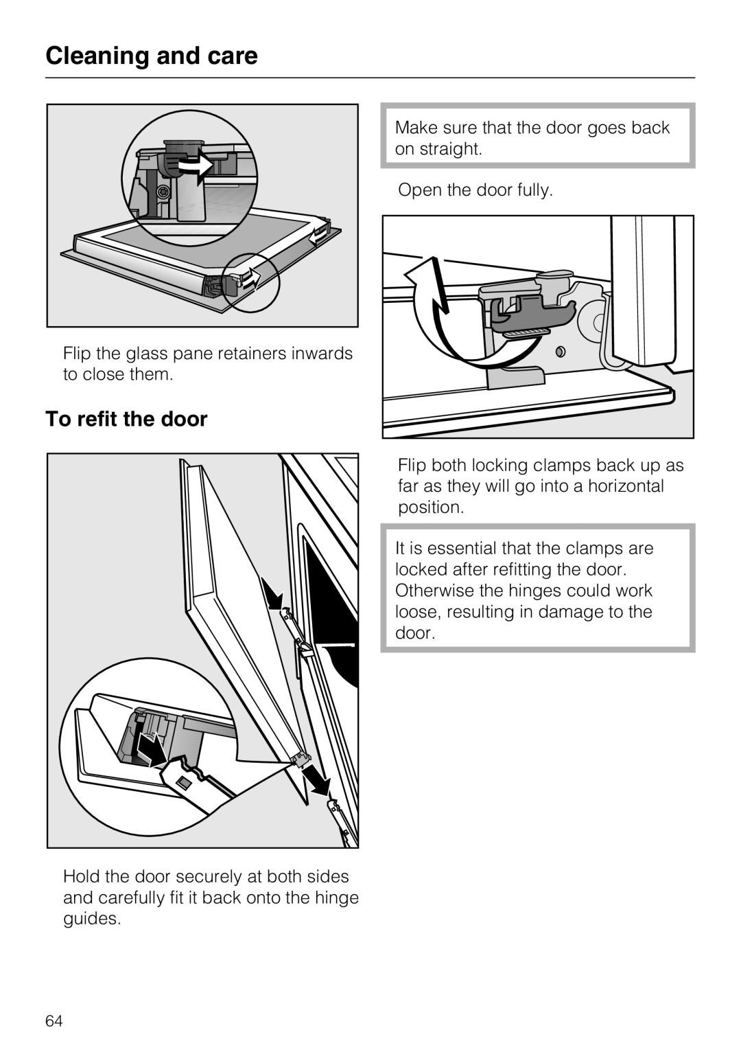 Miele H 5961 B installation instructions To refit the door 