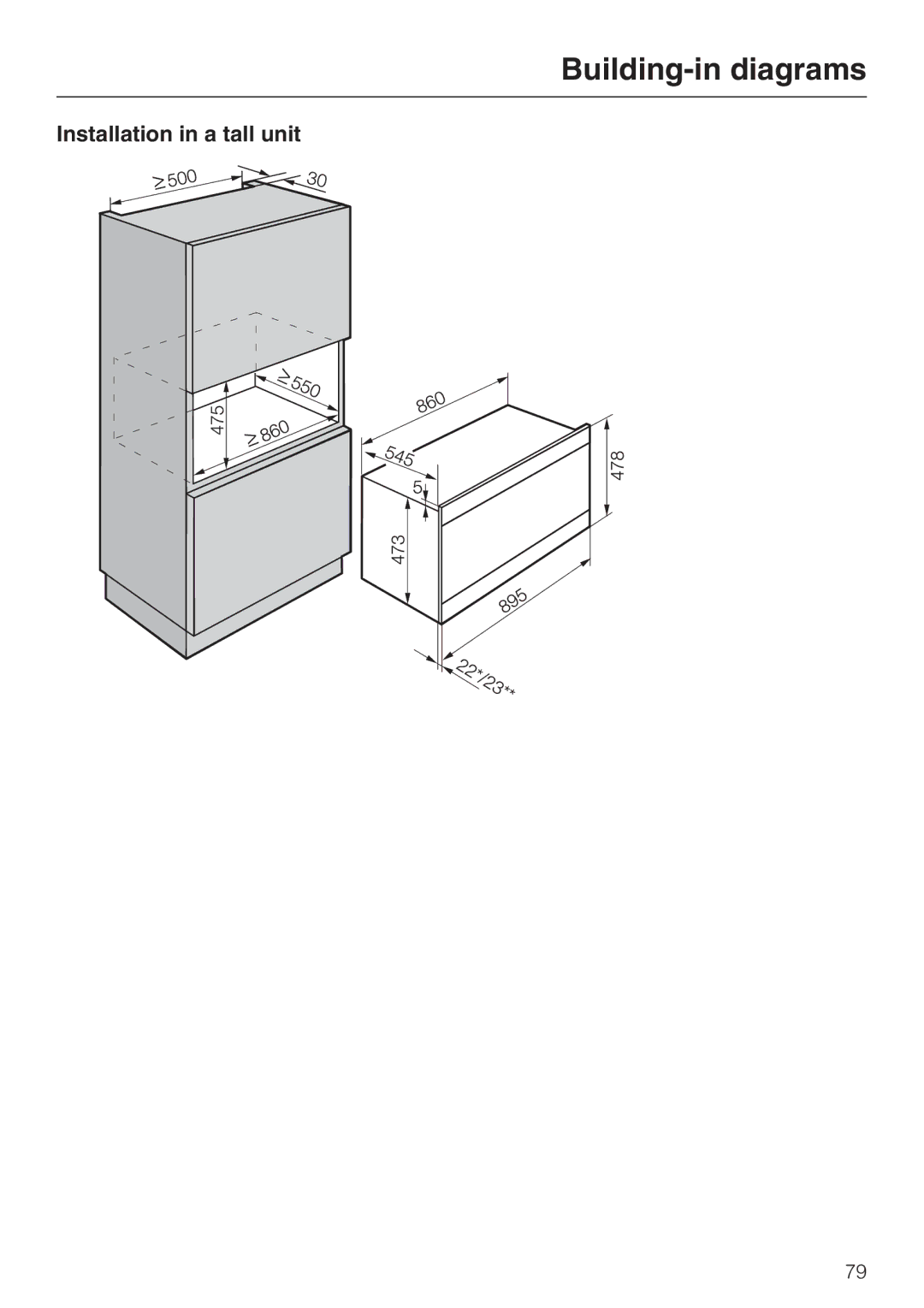 Miele H 5961 B installation instructions Installation in a tall unit 